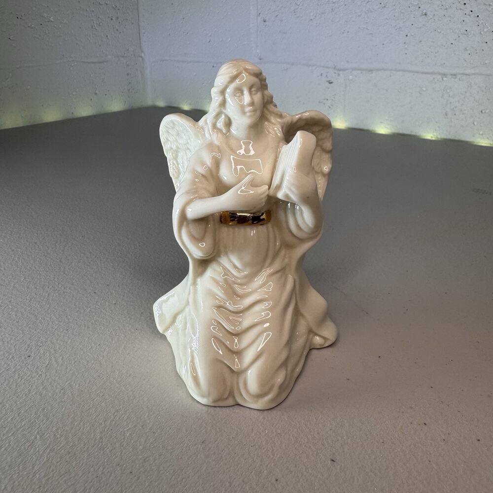 Lenox White Porcelain Angel Figurine Gold Accents Nativity Handcrafted 4"